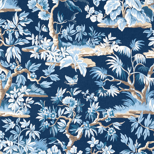 Elwood, Navy Wallcoverings | Thibaut