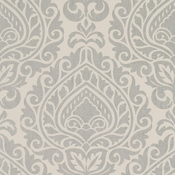 Annette, Metallic Silver on Linen Wallcoverings | Thibaut
