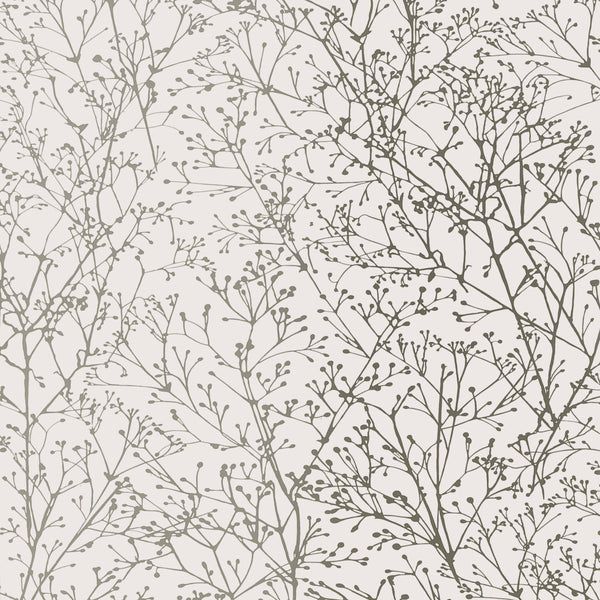 Zola, Silver on White Wallcoverings | Thibaut