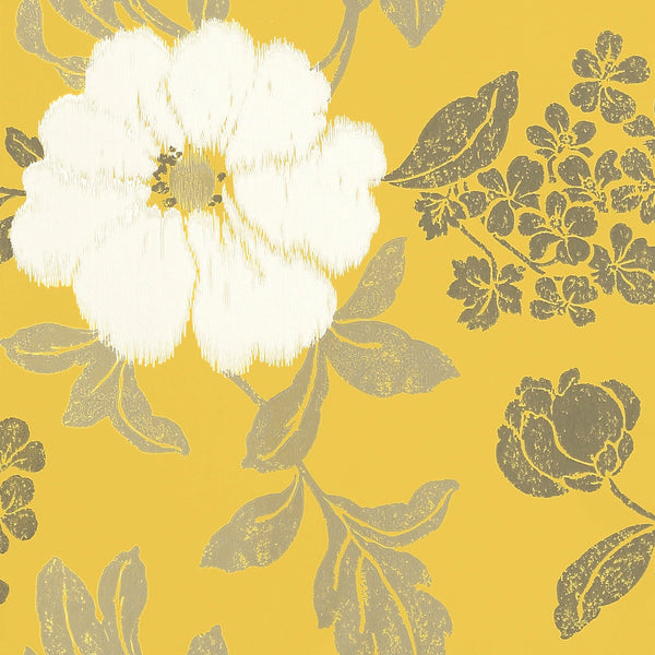 Rue de Seine, Off White on Yellow Wallcoverings | Thibaut