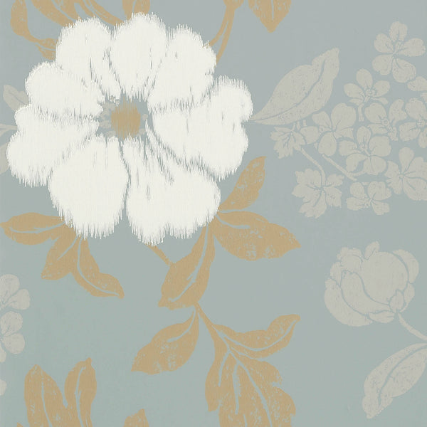 Rue de Seine, Off White on Blue Wallcoverings | Thibaut