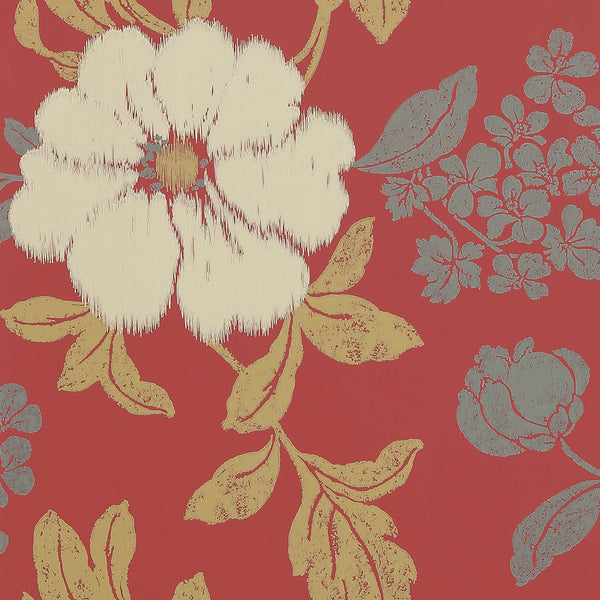 Rue de Seine, Cream on Berry Wallcoverings | Thibaut
