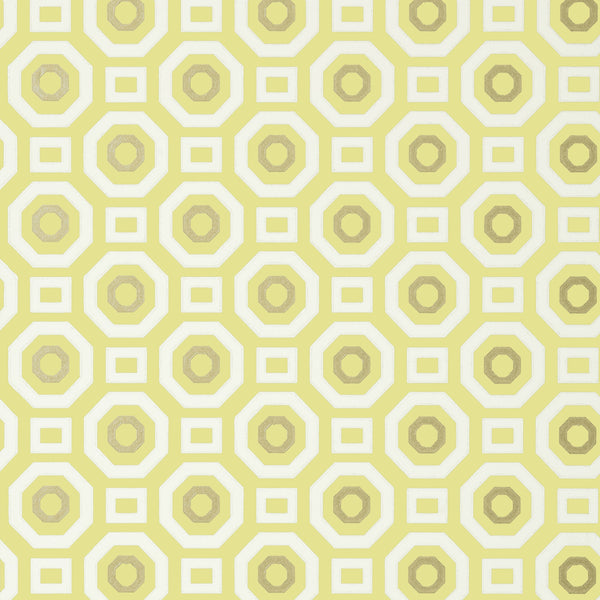 Zane, Metallic Gold on Citron Wallcoverings | Thibaut