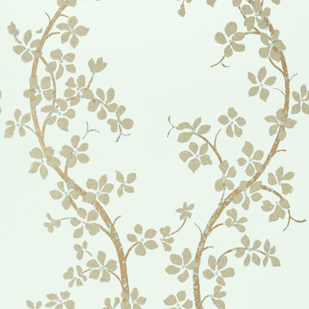 St. Albans Grove, Metallic Pewter on Aqua