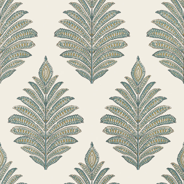 Palampore Leaf, Robin's Egg and Beige Wallcoverings | Thibaut