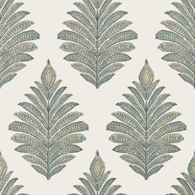 Palampore Leaf, Robin's Egg and Beige