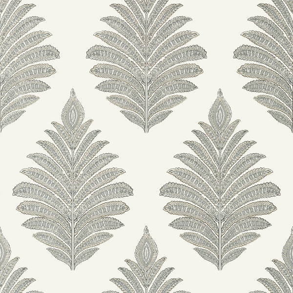 Palampore Leaf, Grey Wallcoverings | Thibaut