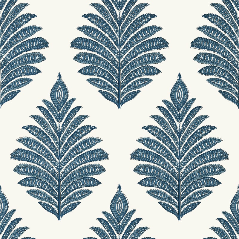 Palampore Leaf, Blue and White