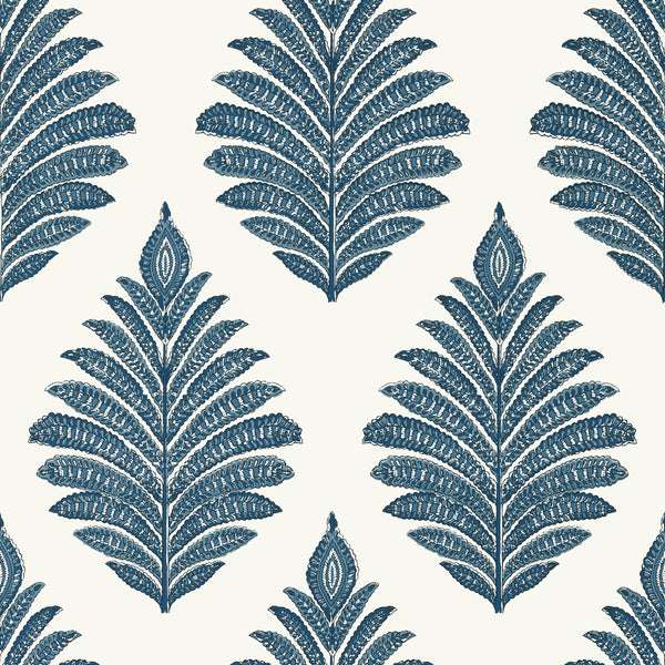 Palampore Leaf, Blue and White Wallcoverings | Thibaut