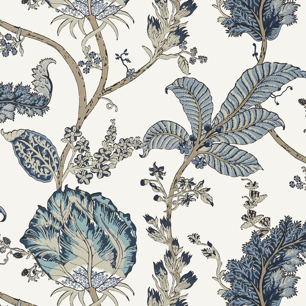 Kalamkari Vine, Blue and White