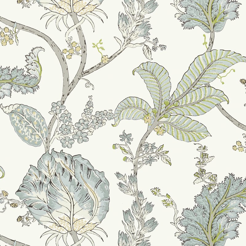 Kalamkari Vine, Yellow and Aqua