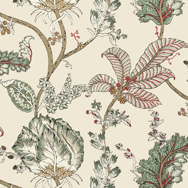 Kalamkari Vine, Red and Gold
