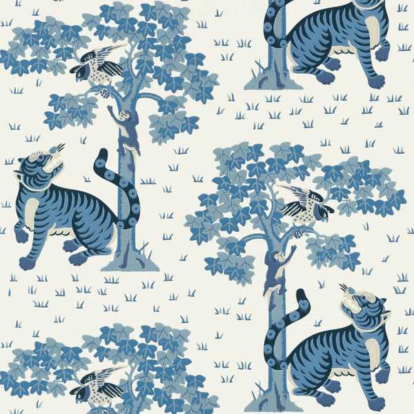 Kahna, Blue Wallcoverings | Thibaut