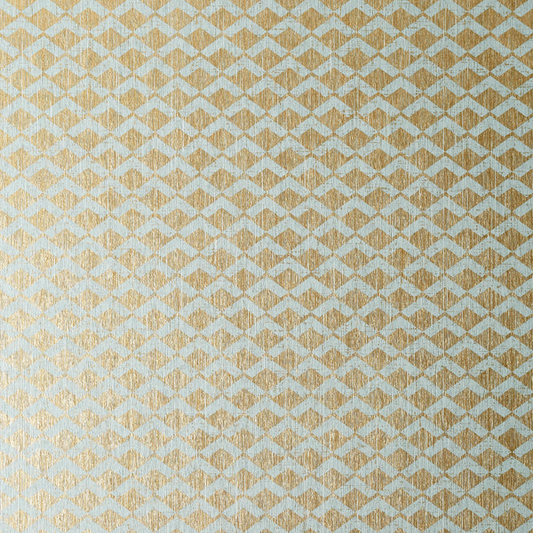 Cashiers - Aqua on Metallic Gold Wallcovering | Anna French
