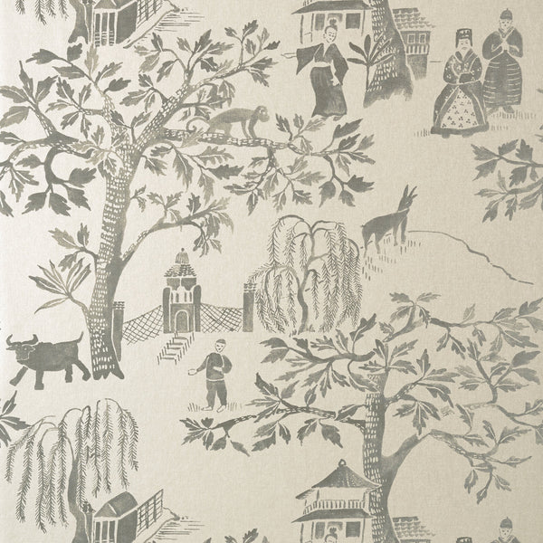 Willow Wood, Grey on Pearl Wallcoverings | Thibaut