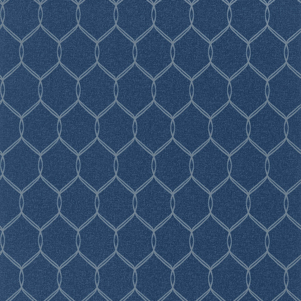Leland Trellis - Navy Wallcovering | Anna French