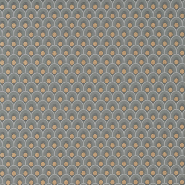 Spencer - Metallic Copper on Charcoal Wallcovering | Anna French