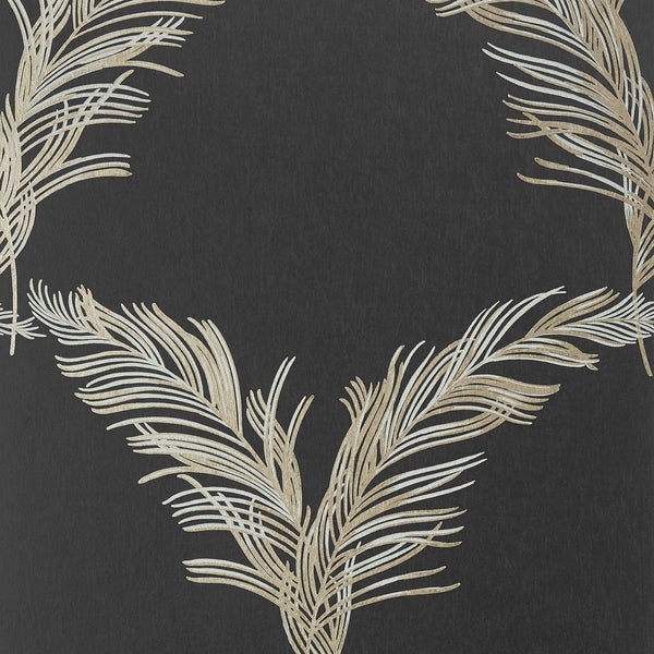 Plumes, Charcoal Gray Wallcoverings | Thibaut