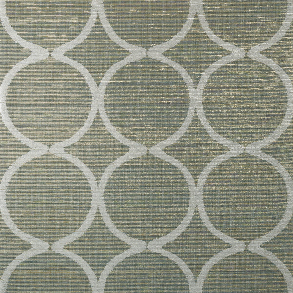 Watercourse - Metallic Silver on Aqua Natural Wallcovering | Anna French