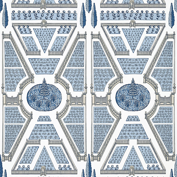 Aerial Garden, Blue Wallcoverings | Thibaut