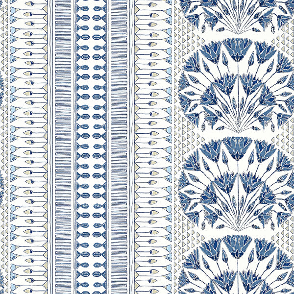 Cairo, Blue and White Wallcoverings | Thibaut