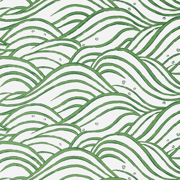 Waves - Emerald Green Wallcovering | Anna French