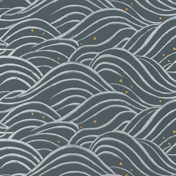 Waves - Charcoal Wallcovering | Anna French