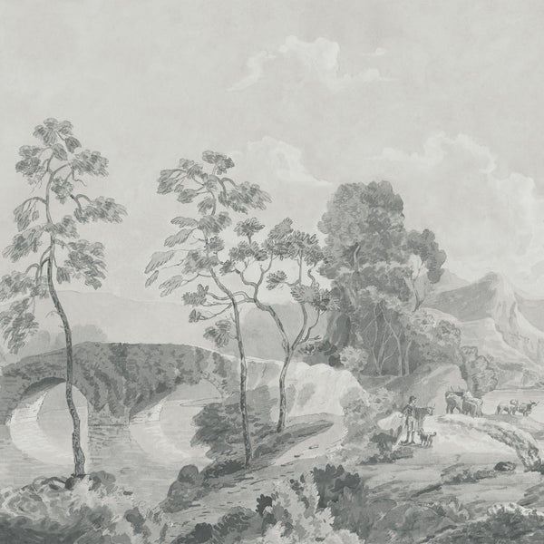 Savery Mural, Grey Wallcoverings | Thibaut