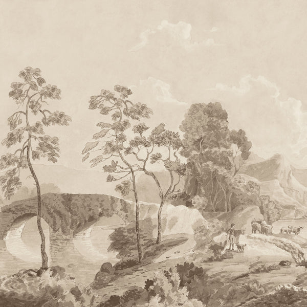 Savery Mural, Sepia Wallcoverings | Thibaut