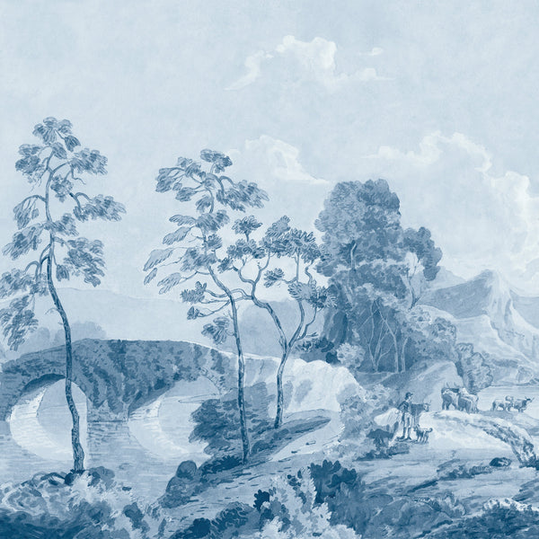Savery Mural, Blue Wallcoverings | Thibaut