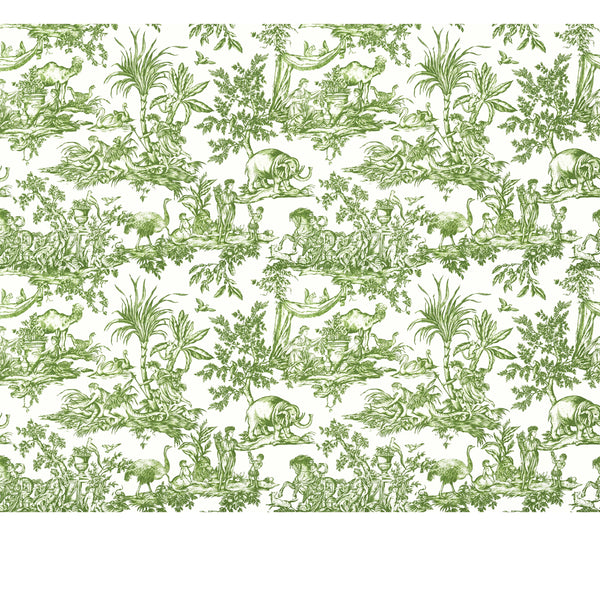 Antilles Toile, Avocado Green Wallcoverings | Thibaut
