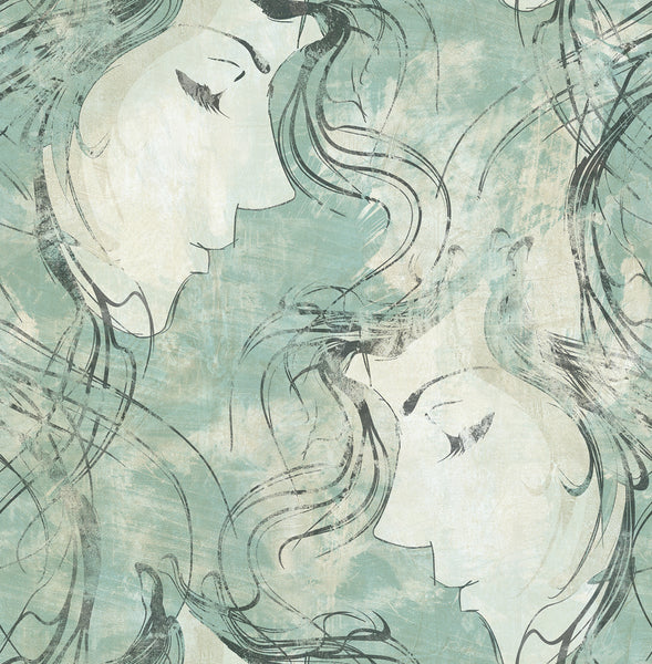 Malibu Chadwick Portrait Wallpaper - Transitional Abstract - Metallic Pearl and Ebony | Malibu Wallpaper