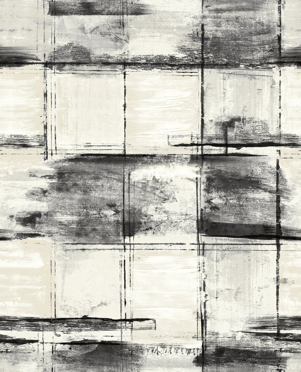 Curie Texture Transitional Abstract - Metallic Ivory and Ebony | Architectural Wallcoverings