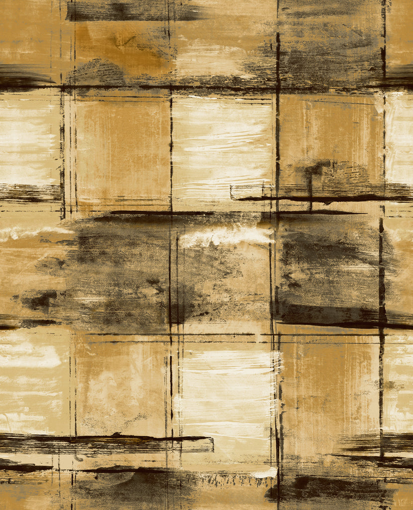 Malibu Curie Texture Wallpaper - Transitional Abstract - Metallic Gold and Ebony | Malibu Wallpaper