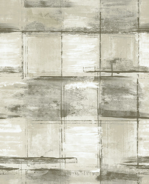 Malibu Curie Texture Wallpaper - Transitional Abstract - Metallic Ivory and Charcoal | Malibu Wallpaper