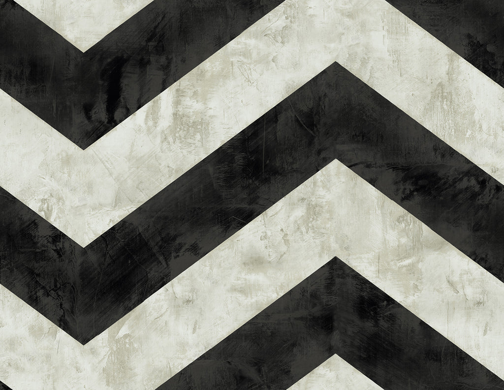Malibu Hubble Chevron Wallpaper - Transitional Chevron - Metallic Ebony and Ivory | Malibu Wallpaper