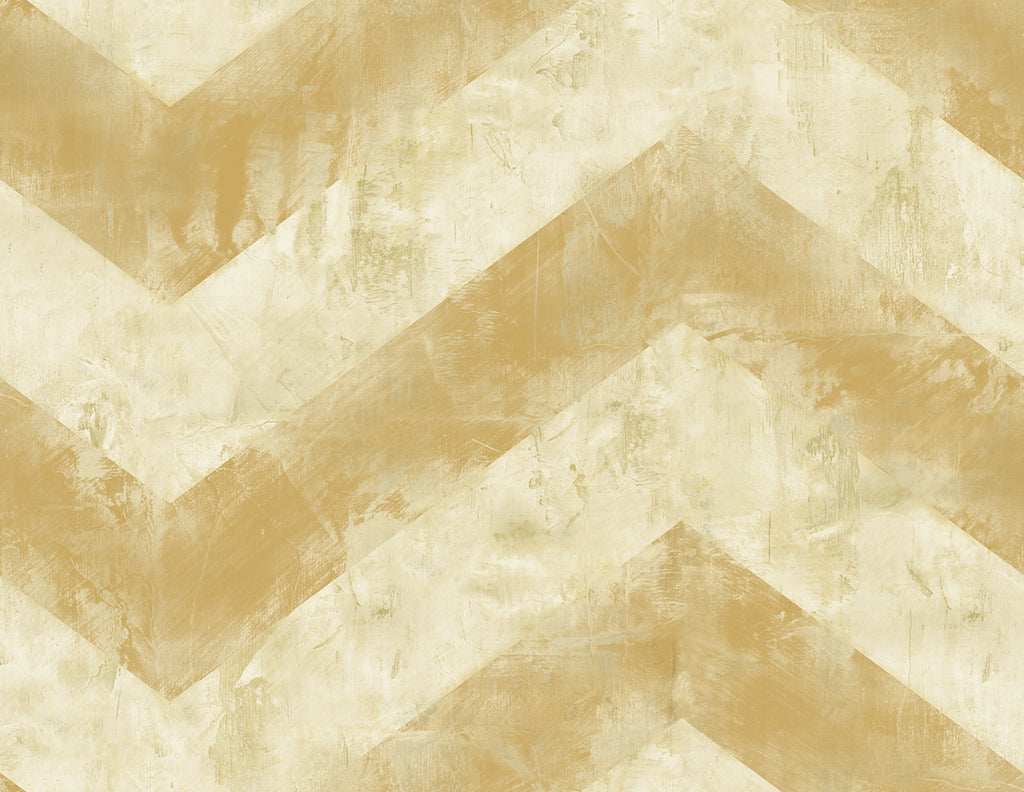 Malibu Hubble Chevron Wallpaper - Transitional Chevron - Metallic Gold and White | Malibu Wallpaper