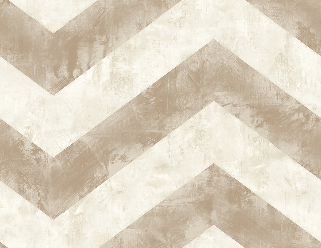 Malibu Hubble Chevron Wallpaper - Transitional Chevron - Metallic Taupe and Ivory | Malibu Wallpaper