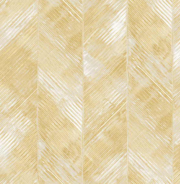 Malibu Hubble Texture Wallpaper - Transitional Chevron - Metallic Gold Striped | Malibu Wallpaper