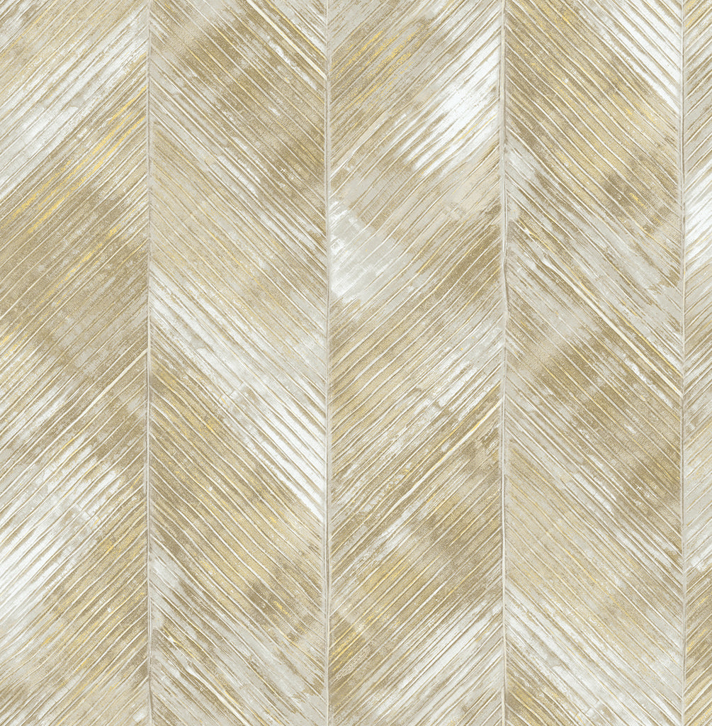 Malibu Hubble Texture Wallpaper - Transitional Chevron - Metallic Pearl and Taupe | Malibu Wallpaper