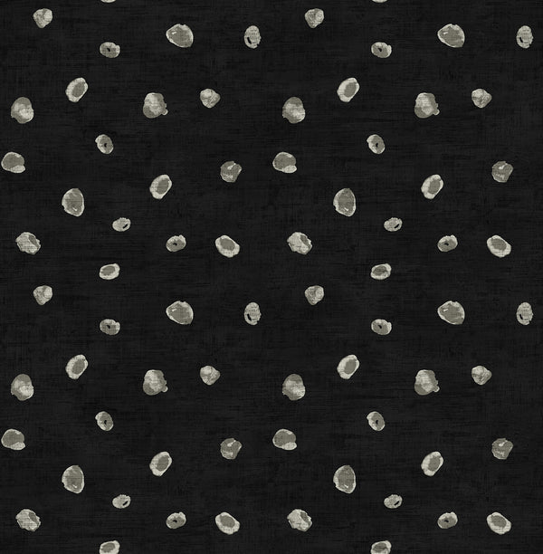 Hubble Dots Transitional Polka Dots - Metallic Ebony and Silver | Architectural Wallcoverings