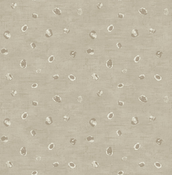 Malibu Hubble Dots Wallpaper - Transitional Polka Dots - Metallic Taupe | Malibu Wallpaper
