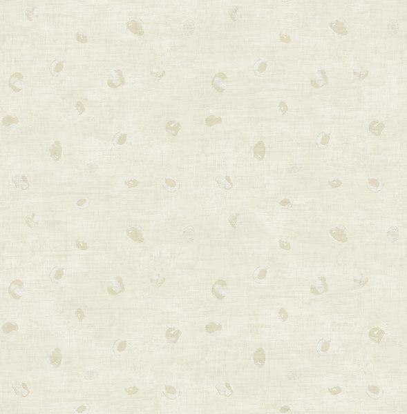 Malibu Hubble Dots Wallpaper - Transitional Polka Dots - Metallic Gold and Ivory | Malibu Wallpaper