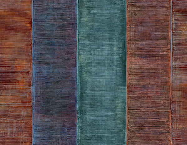 Kepler Stripe Transitional Stripe - Wine and Teal | Architectural Wallcoverings