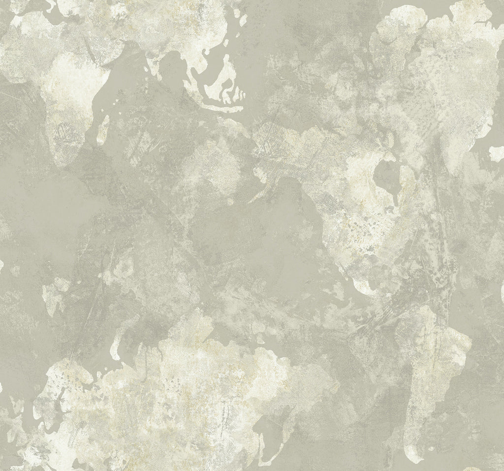 Malibu Galileo Faux Wallpaper - Transitional Abstract - Metallic Silver and Off-White | Malibu Wallpaper