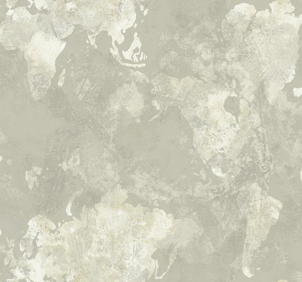 Malibu Galileo Faux Wallpaper - Transitional Abstract - Metallic Silver and Off-White | Malibu Wallpaper