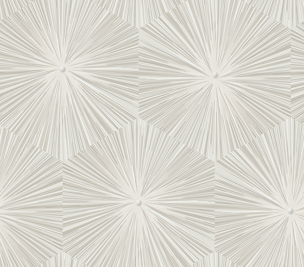 Malibu Chadwick Starburst Wallpaper - Transitional Geometric - Metallic Champagne and Off-White | Malibu Wallpaper