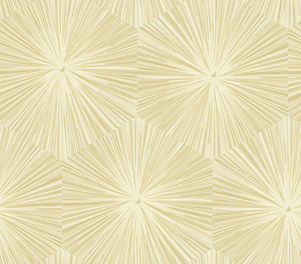 Malibu Chadwick Starburst Wallpaper - Transitional Geometric - Metallic Gold and White | Malibu Wallpaper