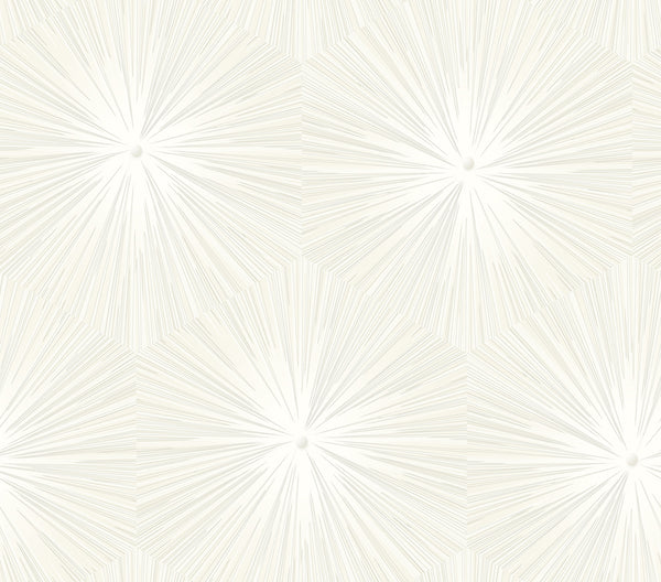Malibu Chadwick Starburst Wallpaper - Transitional Geometric - Metallic Pearl and White | Malibu Wallpaper