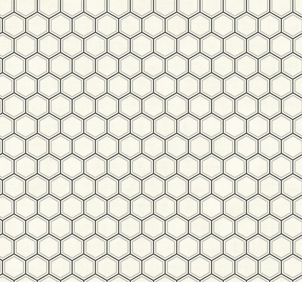 Malibu Curie Geo Wallpaper - Transitional Geometric - Metallic Silver and Black | Malibu Wallpaper